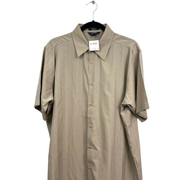 Elliott Button Up Shirt Stripe‎ Tan Collard Short Sleeve Stripe Tan Men Size L - Picture 2 of 5